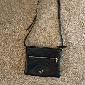 Black Kate Spade Pebbled Leather crossbody purse